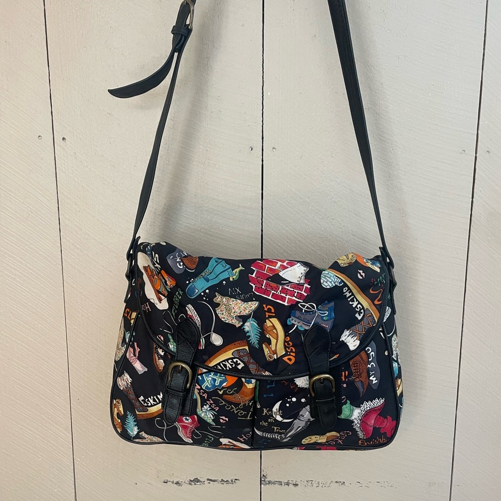 Nicole Miller 1991 silk and leather Bag